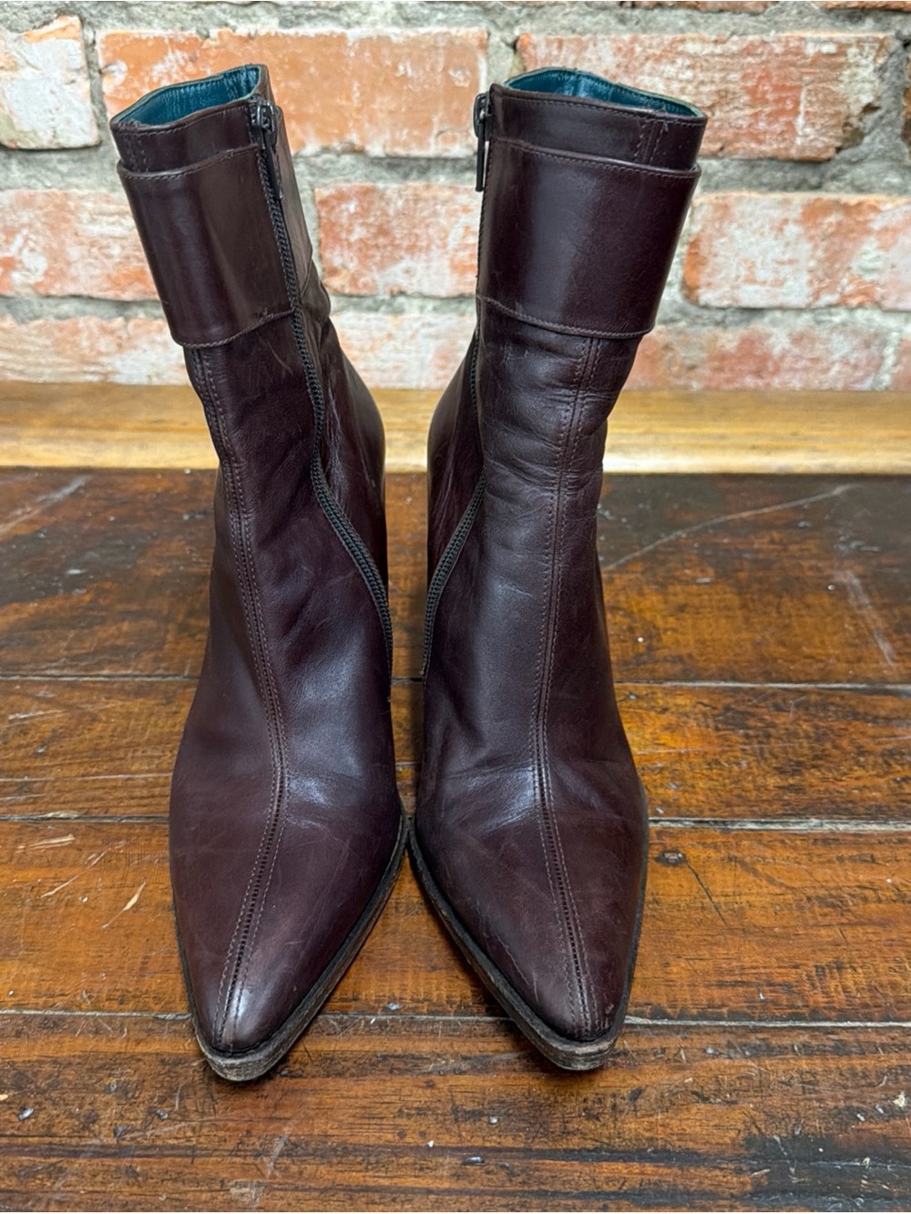 Farrutx Spain Women's Dark Brown Leather Pointed Toe Ankle Boots
